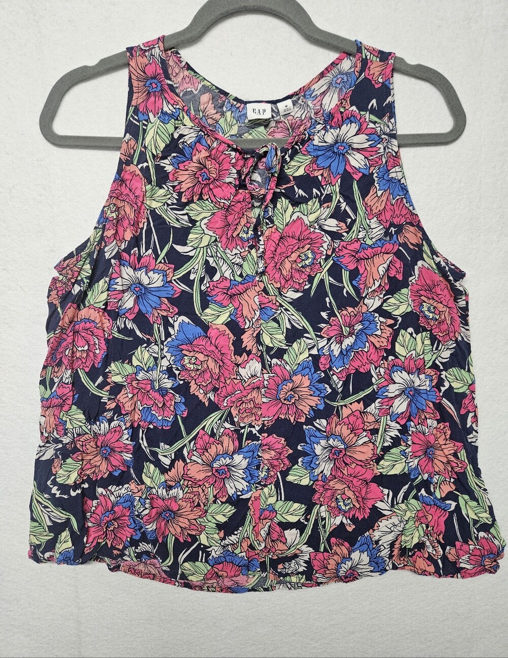 Gap Floral Tie Front Cropped Sleeveless Tank Top Flowy Colorful Size Medium